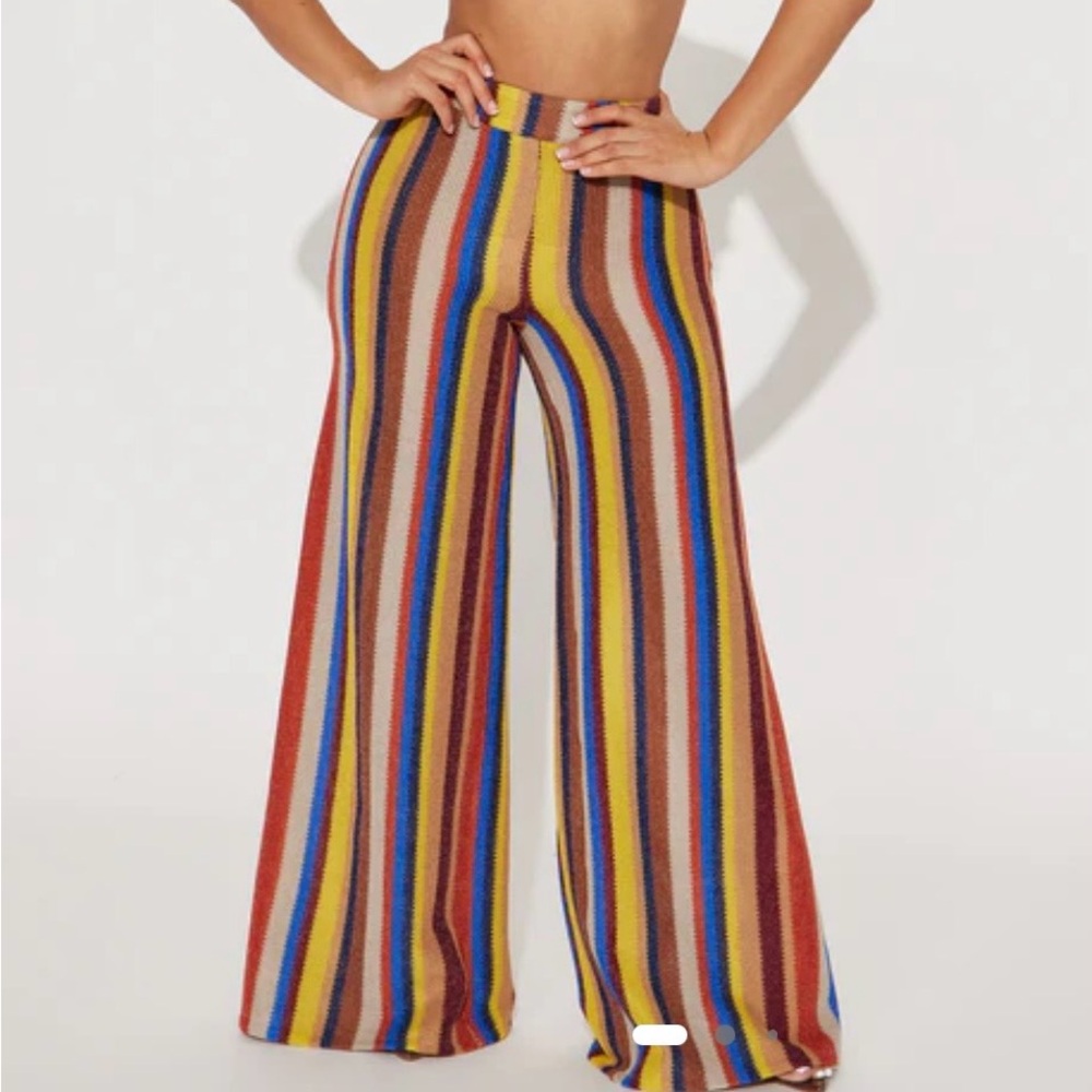Fashion Nova Venice Board Walk Women’s Combo Striped Wide-Leg Pants Size XL - Picture 1 of 10